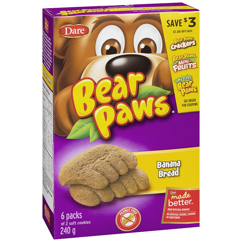 Dare Bear Paws Cookies - Banana Bread - 240g - CanadianCatalog